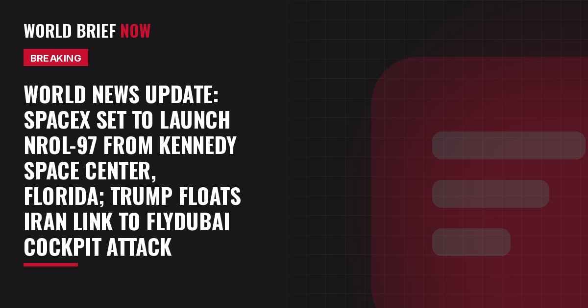 World News Update card: SpaceX Falcon Heavy NROL-97 set to launch from Kennedy Space Center, Florida
