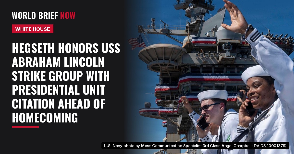 Sailors in dress whites wave from the deck of the aircraft carrier USS Abraham Lincoln, its island decorated with red, white and blue bunting, as the ship returns to San Diego on Oct. 8, 2026.