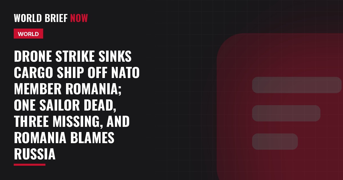 Drone strike sinks cargo ship off NATO member Romania; one sailor dead, three missing, and Romania blames Russia