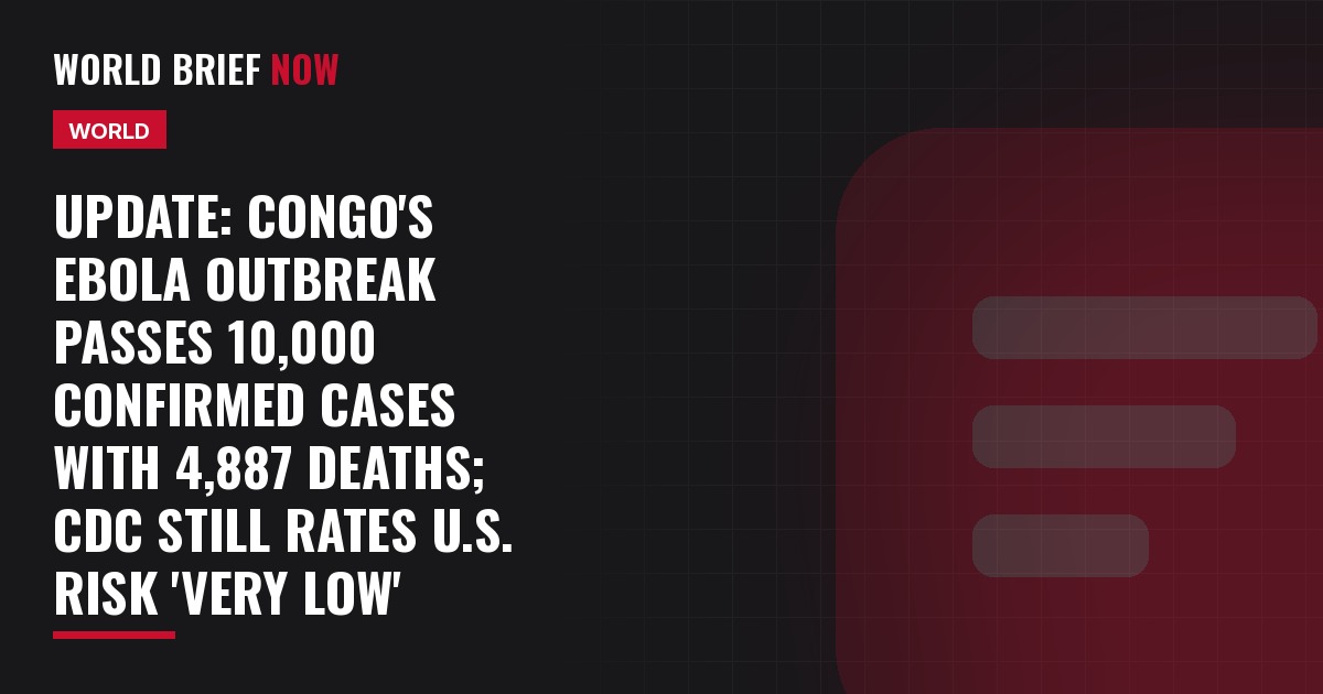 Update: Congo's Ebola outbreak passes 10,000 confirmed cases with 4,887 deaths; CDC still rates U.S. risk 'very low'