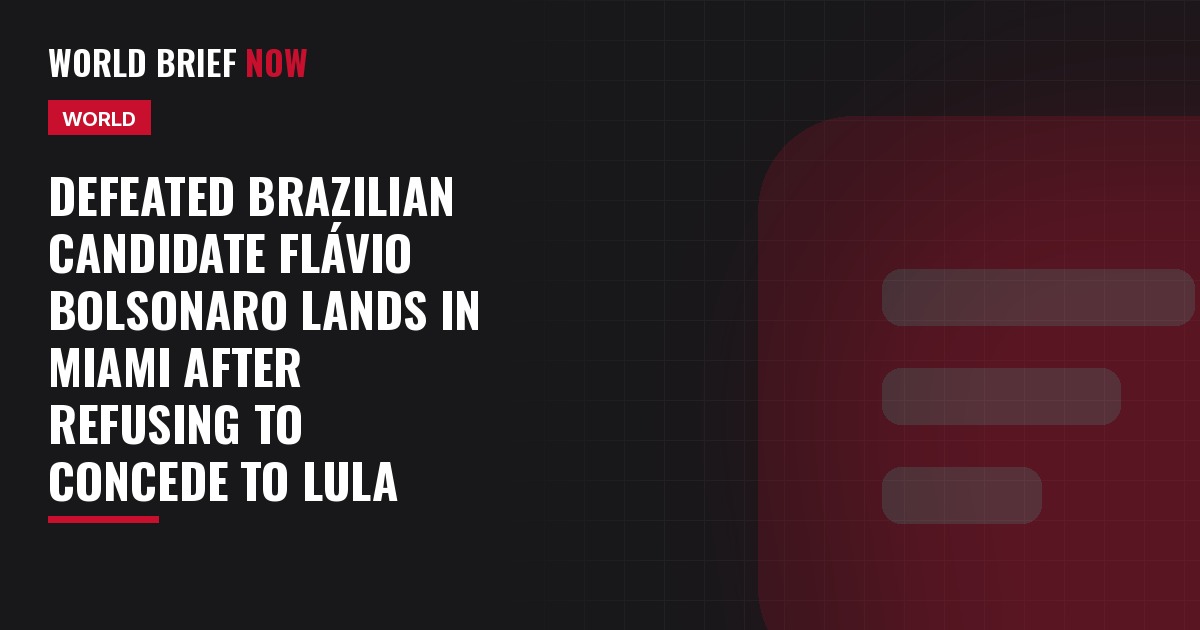 Defeated Brazilian candidate Flávio Bolsonaro lands in Miami after refusing to concede to Lula
